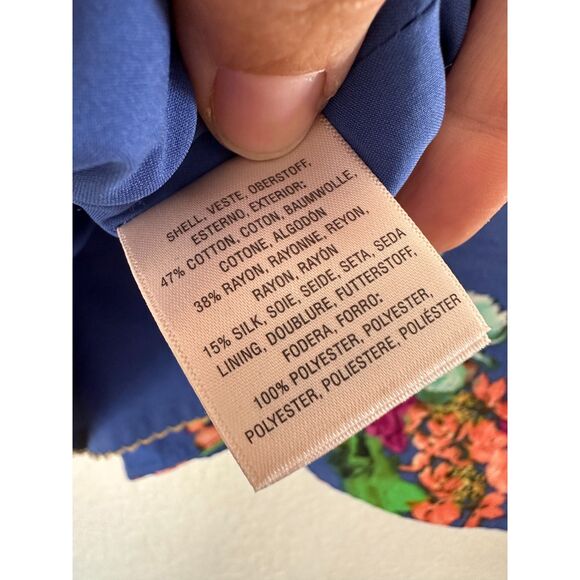 Anthropologie | Maeve | Blue Floral Zippered Rose Pockets Garden Days Skirt Sz 4 - Picture 8 of 9